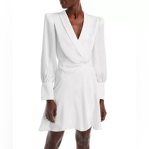 NWT BCBG MAXAZRIA Off White Long Sleeve Bridal Wedding Bride Wrap Dress 10